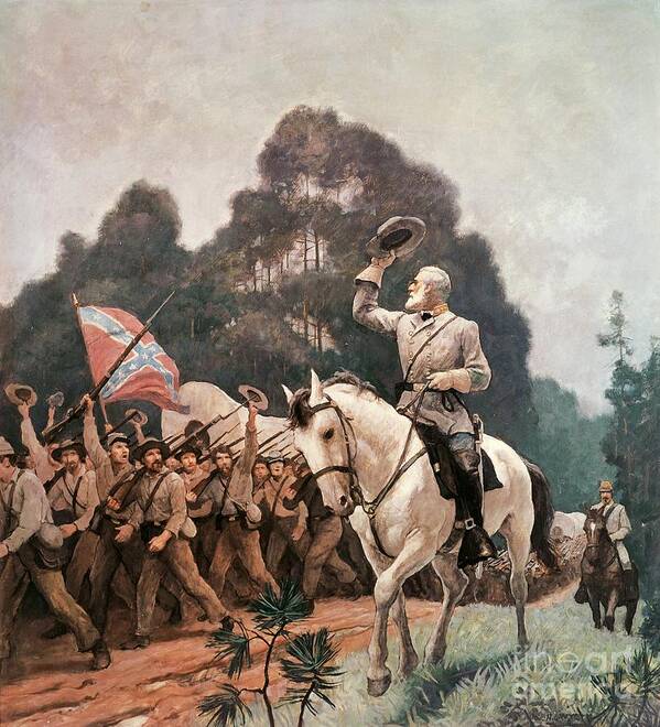 Wyeth Art Print featuring the painting General Robert Lee Saluting Troops Heading To Front By Newell Convers Wyeth by Newell Convers Wyeth