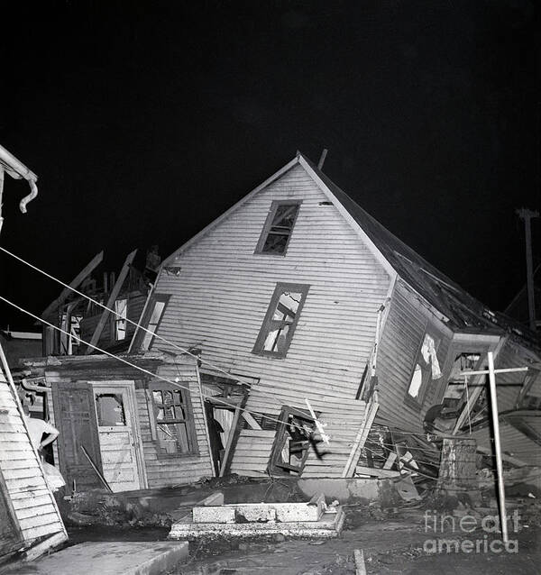 Rubble Art Print featuring the photograph House Damaged By Tornado by Bettmann