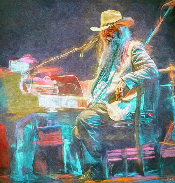 Leon Russell Art Print featuring the mixed media Leon Russell by Mal Bray