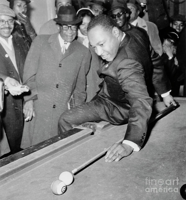 People Art Print featuring the photograph Martin Luther King Playing Pool by Bettmann