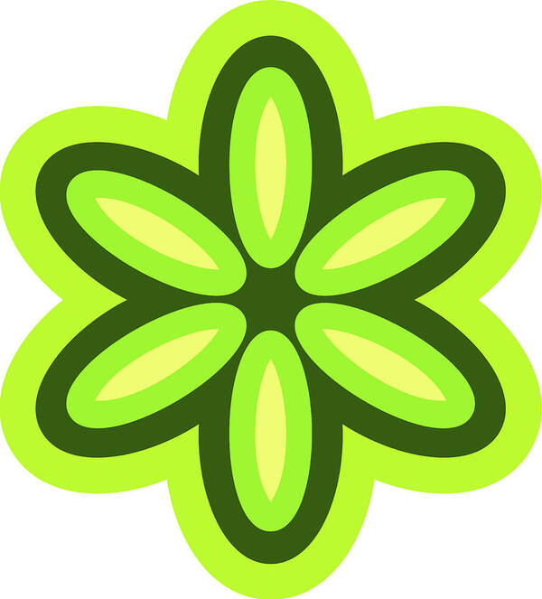 Mod Flowers Cut Out Green Art Print featuring the digital art Mod Flowers Cut Out Green by Retroplanet