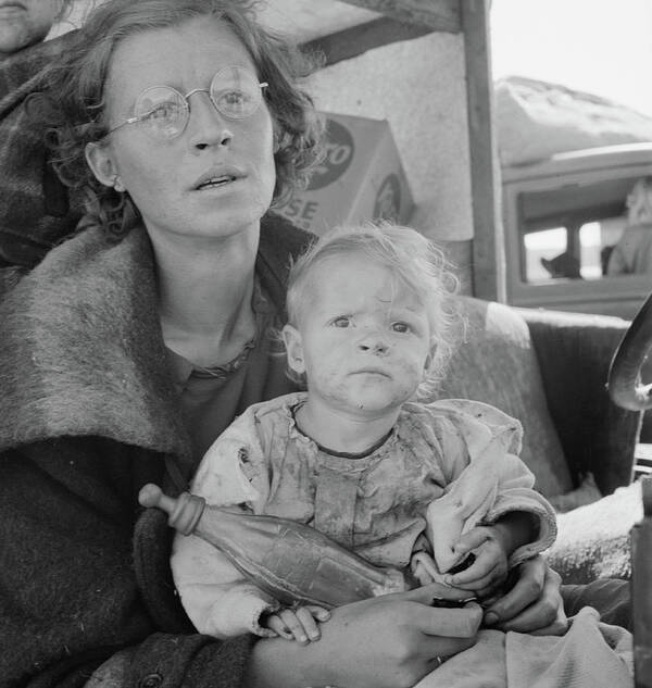 30s Art Print featuring the photograph Mother And Baby Of Family On The Road, California, 1939 by Dorothea Lange