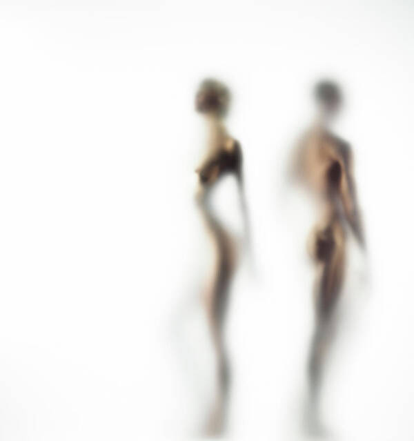Young Men Art Print featuring the photograph Naked Young Woman And Man Defocussed by Symphonie