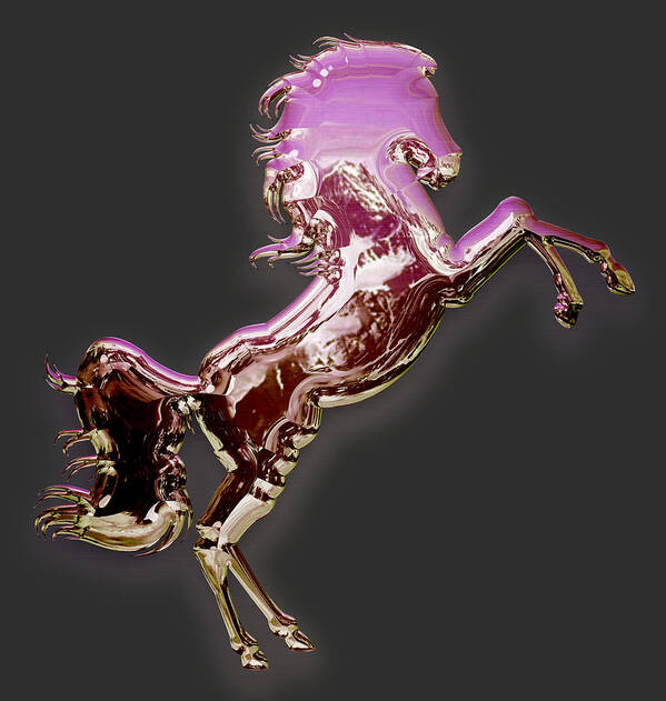 Horse Art Print featuring the mixed media Pink Stallion by Marvin Blaine