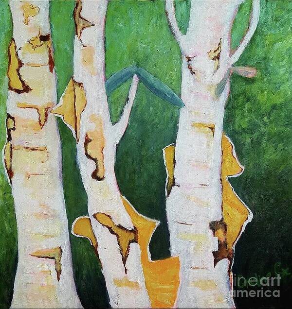 Tree Art Print featuring the painting Walking Trees by Caroline Cunningham