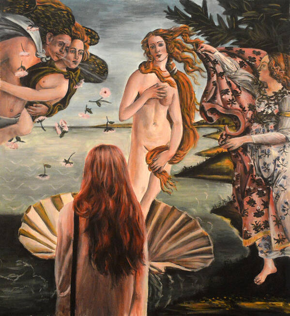 Watching The Birth Of Venus Art Print featuring the painting Watching the birth of venus by Escha Van den bogerd