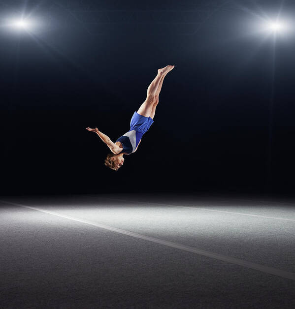 Human Arm Art Print featuring the photograph Young Male Gymnast Performing Floor by Robert Decelis Ltd