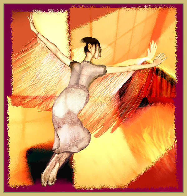 Dream Flying Red Yellow Art Print featuring the painting Dream Flying by Hone Williams