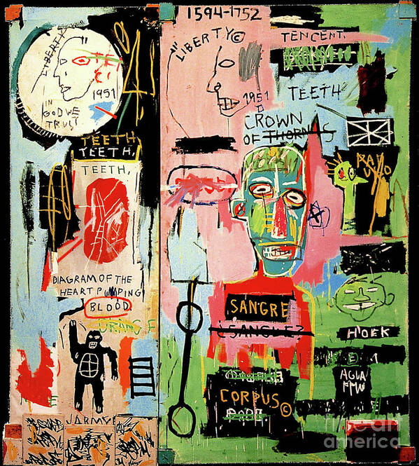 Jean Michel Basquiat Art Print featuring the photograph In Italian 1983 by Jean Michel Basquiat by Agatha Carolina