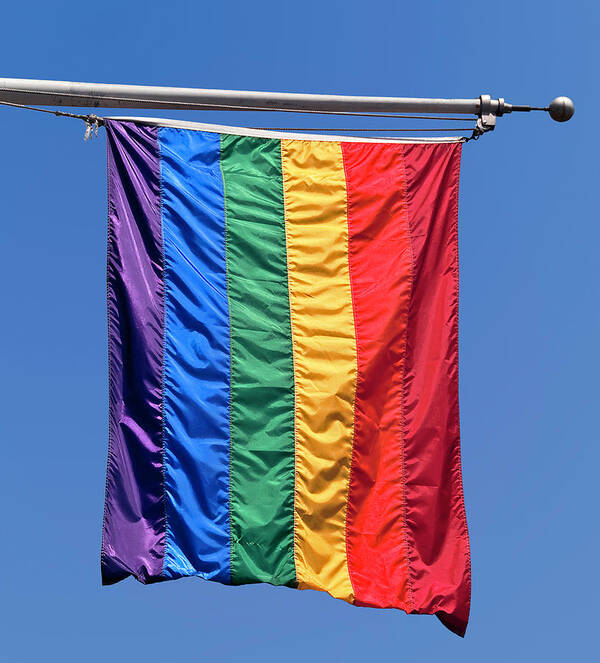 Lgbt Movement Art Print featuring the photograph LGBTQ Flag on Flagpole by Phil Cardamone