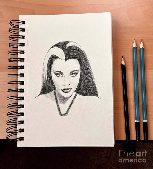  Art Print featuring the drawing Lily Munster by Donna Mibus