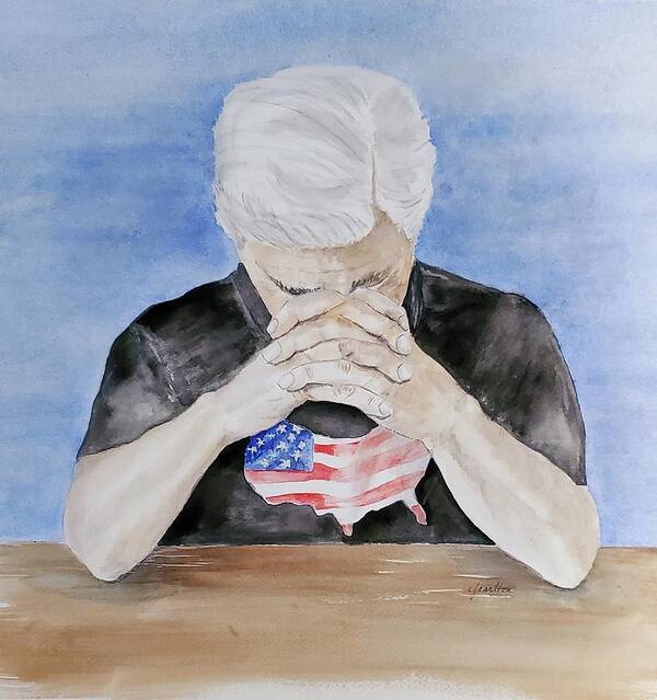 Praying Art Print featuring the painting Praying for America by Claudette Carlton