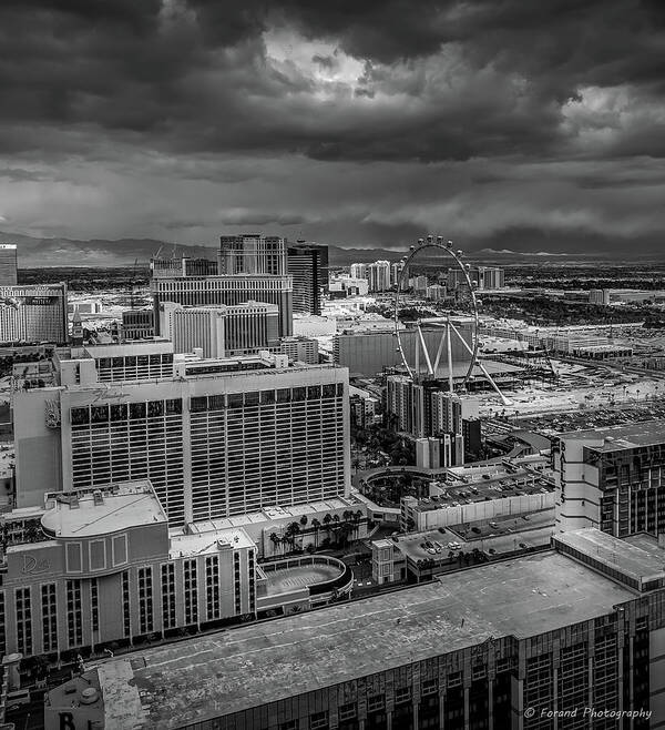 Nevada Art Print featuring the photograph Scenic Las Vegas View BW by Debra Forand