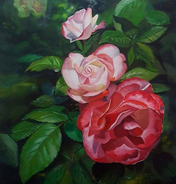 Three Tier Rose Art Print featuring the painting Three tier Rose by Connie Rish