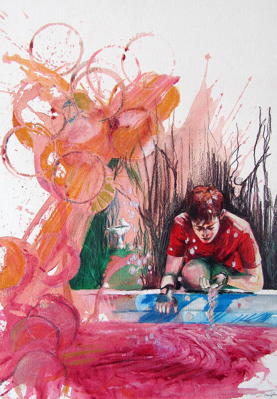 Water Art Print featuring the painting Fountain Full of Blood by Rene Capone