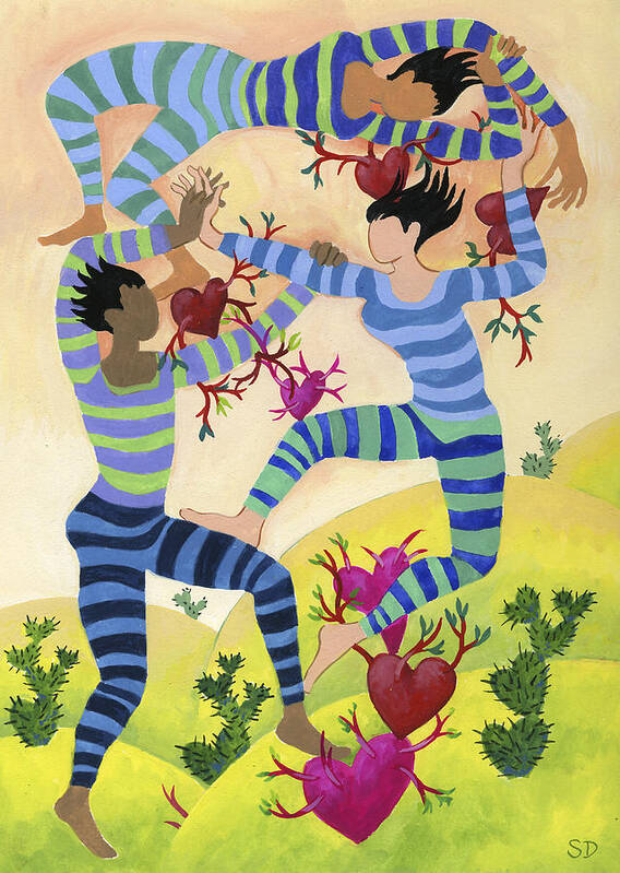 Dancers Art Print featuring the painting Valentine Dancers by Shoshanah Dubiner