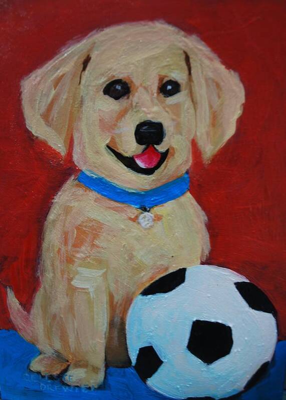 Puppy Art Print featuring the painting Puppy Ball by Celeste Drewien