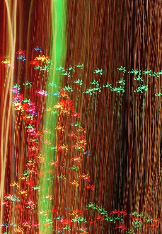 Christmas Light Abstract Art Print featuring the photograph Ray of Light by Debra Sabeck