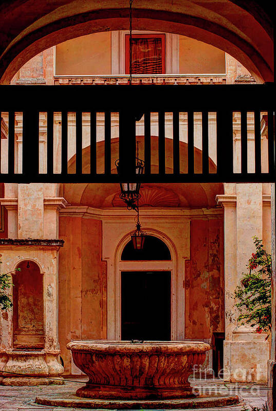 Fine Art America Art Print featuring the photograph The Court Yard Malta by Tom Prendergast