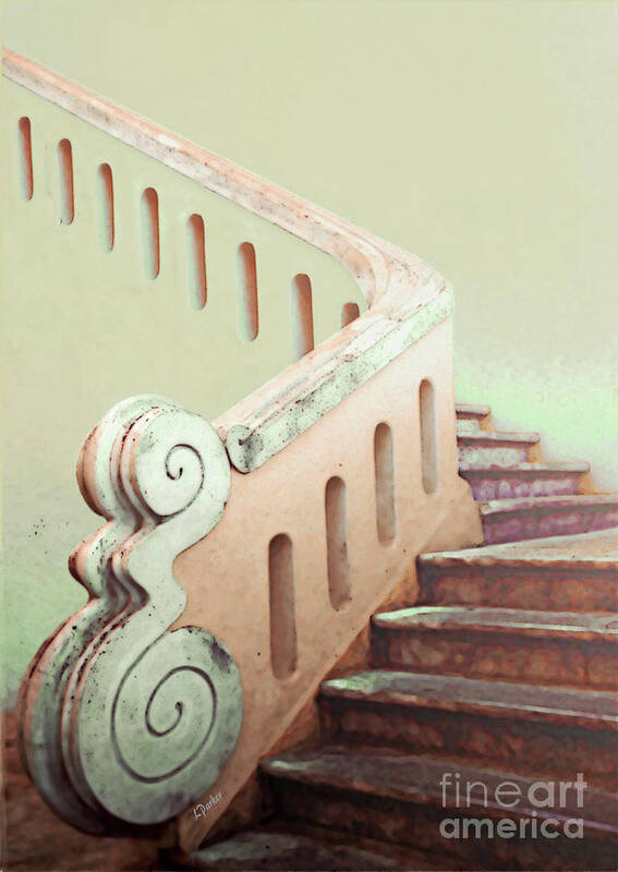 Yellow Art Print featuring the photograph Portugese Stairs by Linda Parker
