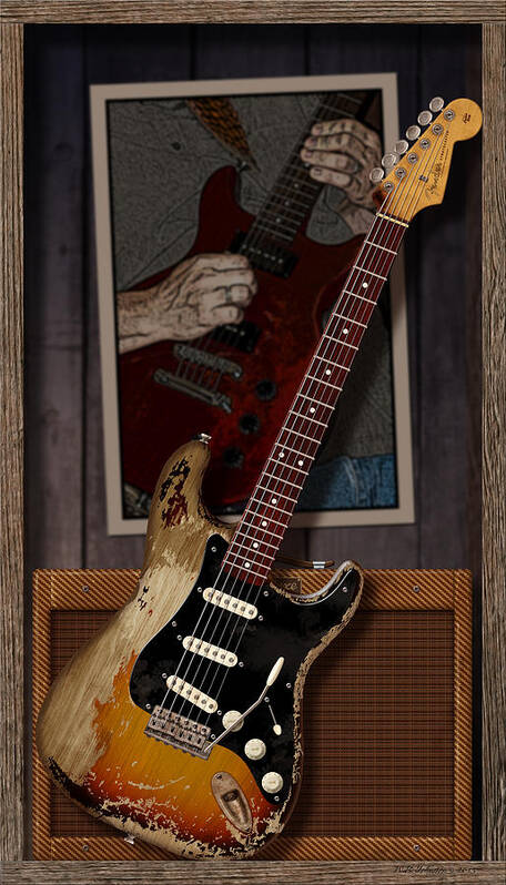 Fender Stratocaster Art Print featuring the digital art Blues Tools 2 by WB Johnston