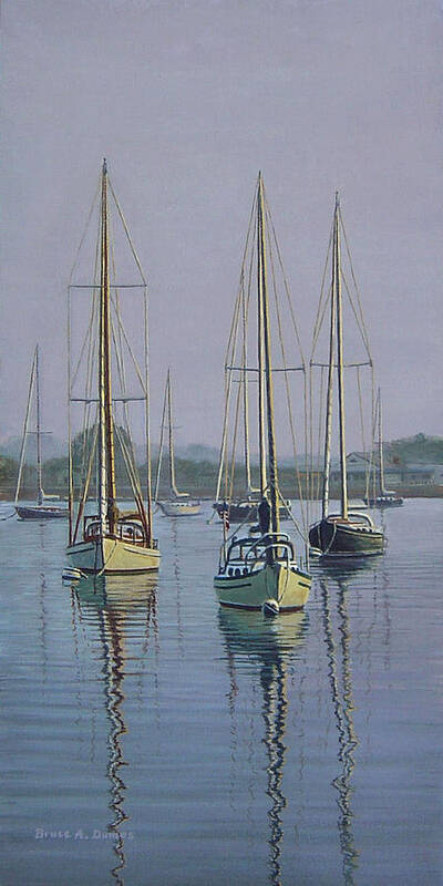 Marine Art Art Print featuring the painting Stonington Sail Boats by Bruce Dumas