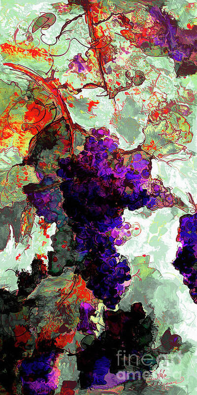 Abstract Art Art Print featuring the mixed media Abstract Grapes of Splendor 2 by Ginette Callaway