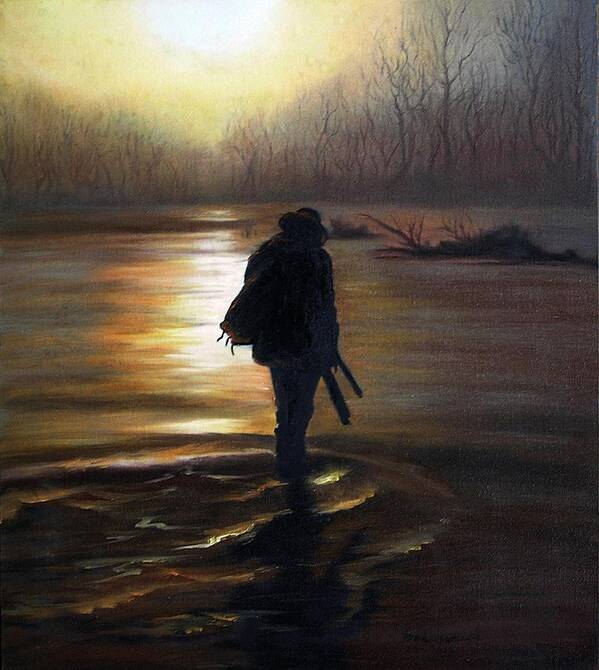 Landscapes Art Print featuring the painting Crossing the River by Vesna Martinjak