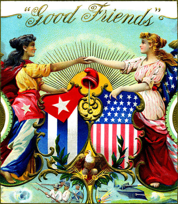 Cuba Art Print featuring the painting 1898 Good Friends Cuban Cigars by Historic Image