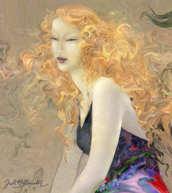 Girl Art With Blond Hair Art Print featuring the digital art Angel Hair by Judith Barath