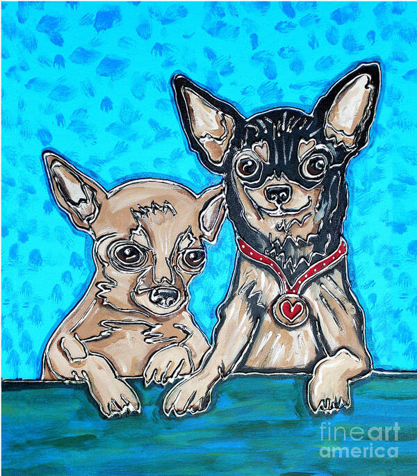 Chihuahua Art Print featuring the painting Chihuahua Duo by Cynthia Snyder