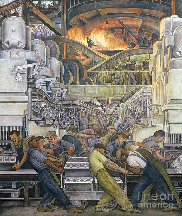 Machinery Art Print featuring the painting Detroit Industry North Wall by Diego Rivera