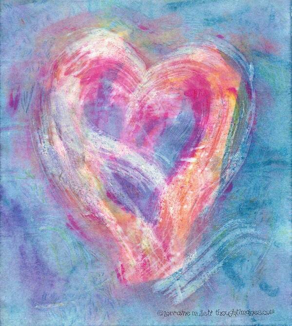 Heart Art Print featuring the mixed media Flowing Heart by Lorraine Mullett