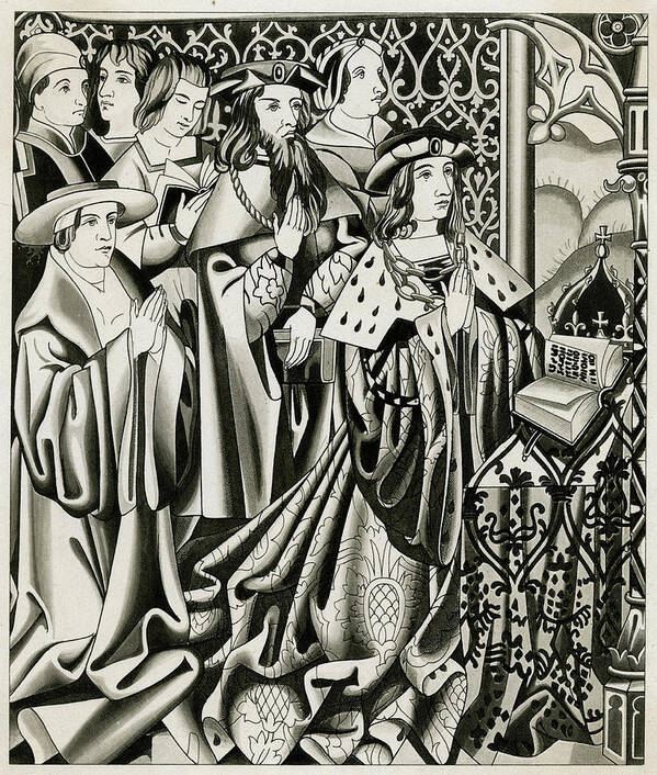 Henry Art Print featuring the drawing Henry Vi And His Court At Prayer by Mary Evans Picture Library