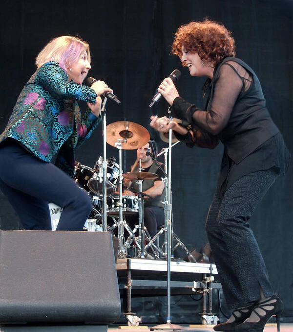 The Manhattan Transfer Art Print featuring the photograph Janis Siegel and Cheryl Bentyne by Nancy Clendaniel