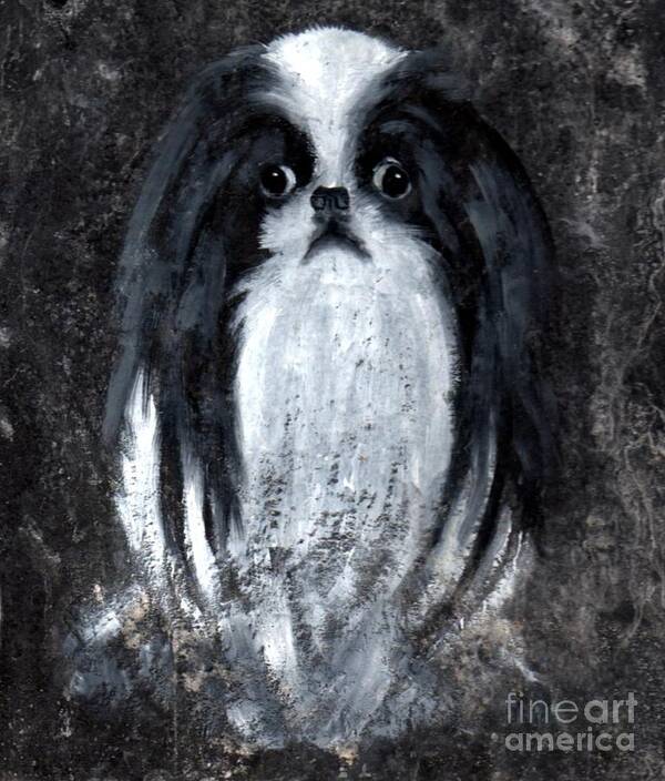 Japanese Chin Oil Painting Art Print featuring the painting Japanese Chin by Wendy Ray
