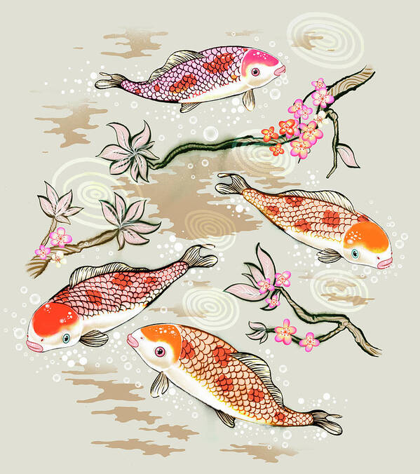 Animal Art Print featuring the photograph Koi Fish Swimming In Pond by Ikon Ikon Images
