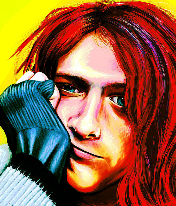 Kurt Art Print featuring the digital art Kurt Cobain - Ultra Color Version by Shawna Rowe