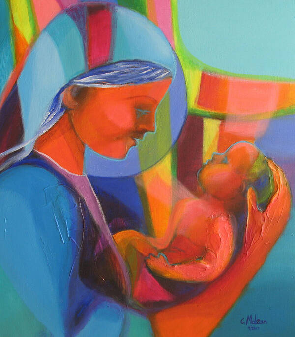 Abstract Art Print featuring the painting Madonna and Child by Cynthia McLean