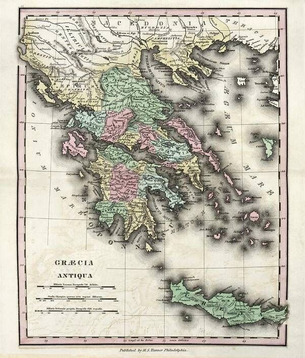 Ancient Greece Art Print featuring the photograph Map Of Ancient Greece by Library Of Congress, Geography And Map Division