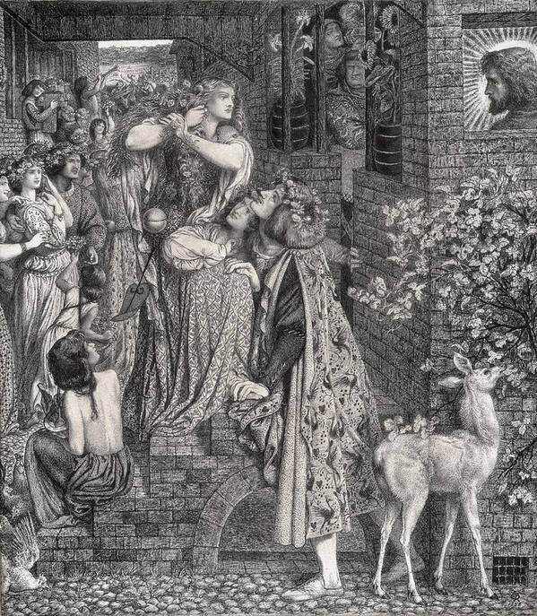 Hair Art Print featuring the drawing Mary Magdalene At The Door Of Simon by Dante Gabriel Charles Rossetti