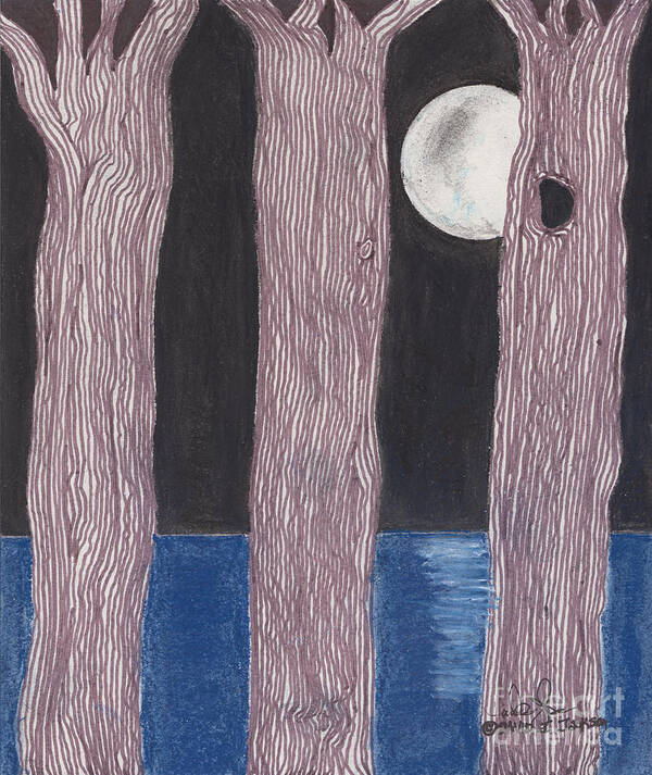 Trees Art Print featuring the mixed media Moon Light by David Jackson