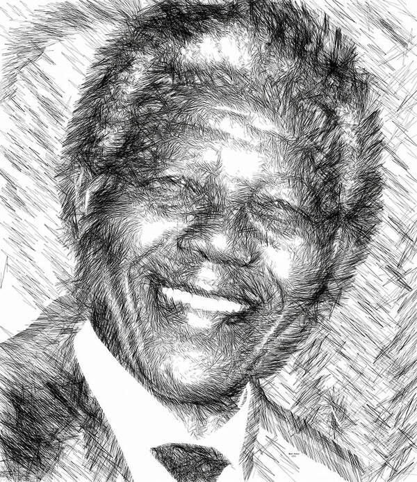 Nelson Mandela Art Print featuring the digital art Nelson Mandela by Rafael Salazar