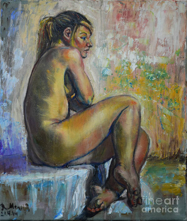 Raija Merila Art Print featuring the painting Nude Eva 1 by Raija Merila