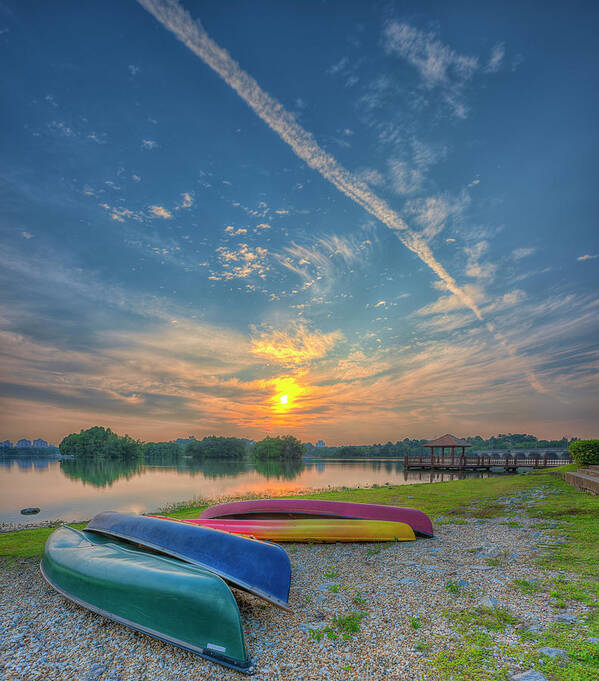 Scenics Art Print featuring the photograph Parked Canoes by Www.imagesbyhafiz.com
