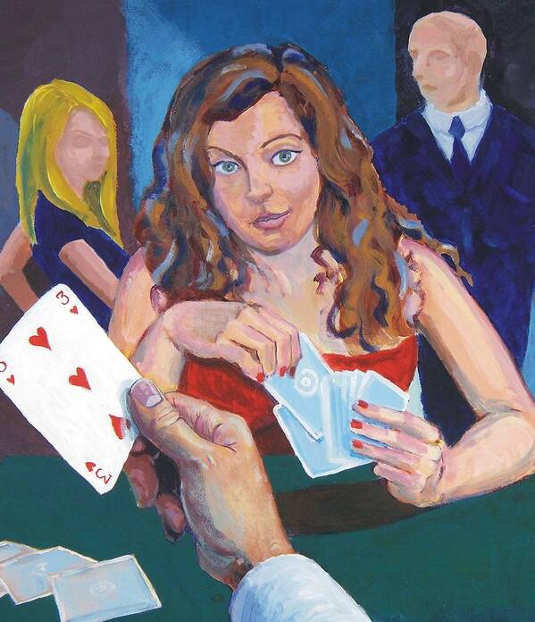 Woman Art Print featuring the painting Playing Cards by Mike Jory