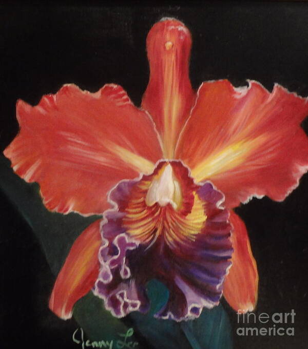 Red Hawaiian Orchid Art Print featuring the painting Red Hawaiian Orchid by Jenny Lee