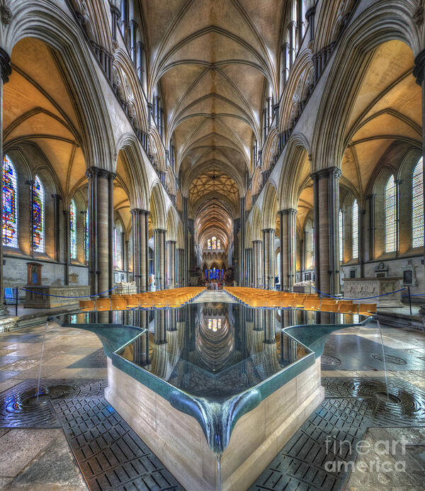 Hdr Art Print featuring the photograph Salisbury Cathedral by Yhun Suarez