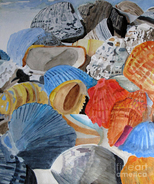 Shell Art Print featuring the painting Shellers Delight by Sandy McIntire