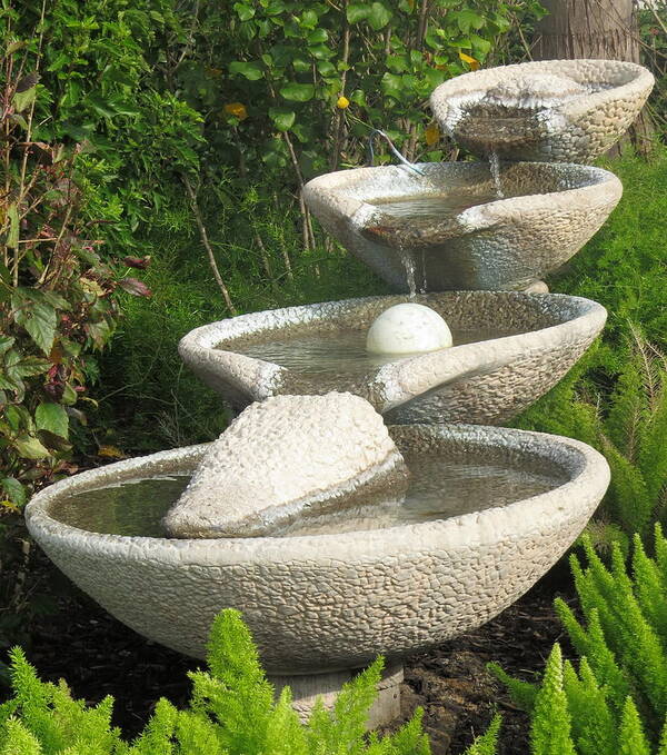 Nature Art Print featuring the photograph Soothing Sounds Water Fountains by Ella Kaye Dickey